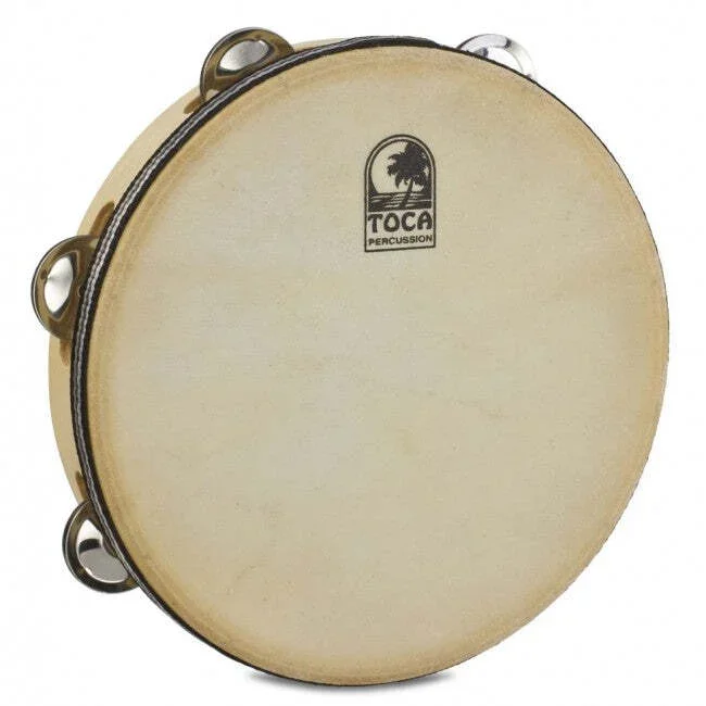 Toca Tambourine 9” Inch Player’s Wood Double Row with Head T1090H