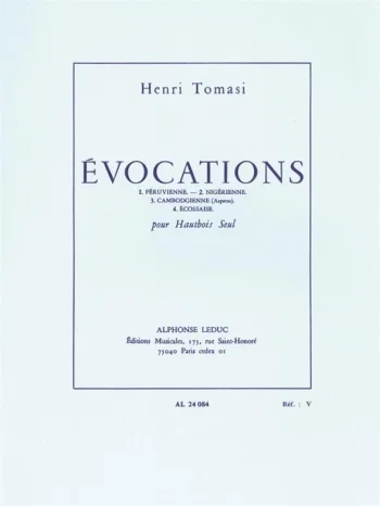 Tomasi : Evocations For Solo Oboe (Leduc)