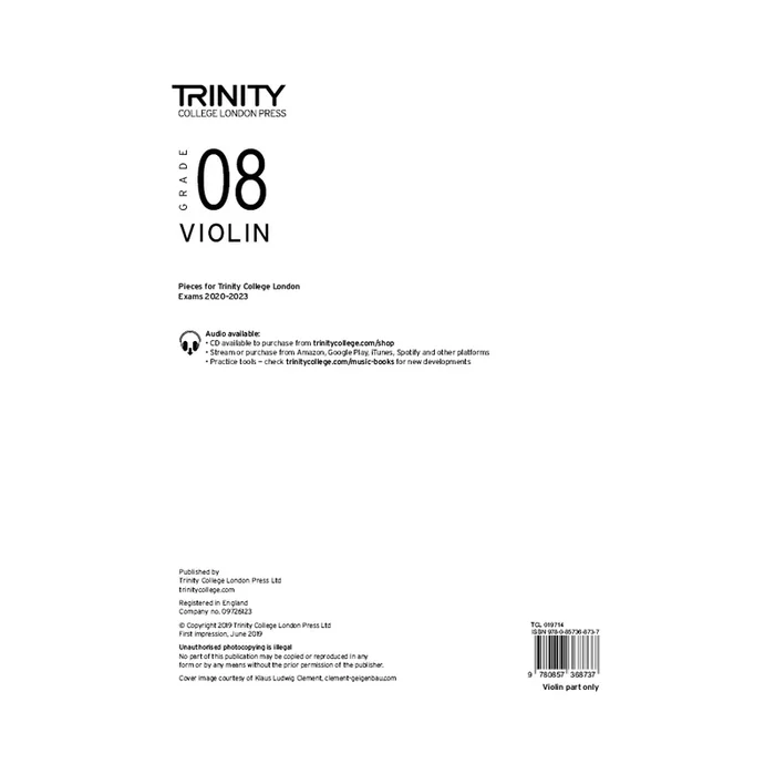 Trinity Violin Exam Pieces From 2020: Grade 8 (part only)