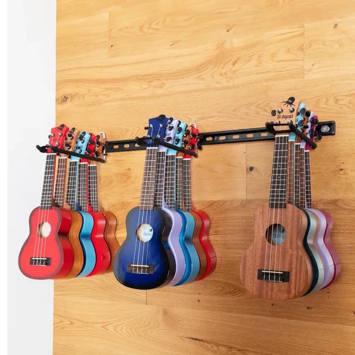 Ukulele wall hanger for up to 15 ukuleles