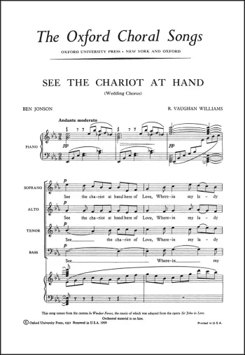 Vaughan Williams : Vaughan Williams: See the chariot at hand A wedding chorus for SATB and piano (OUP DIGITAL)