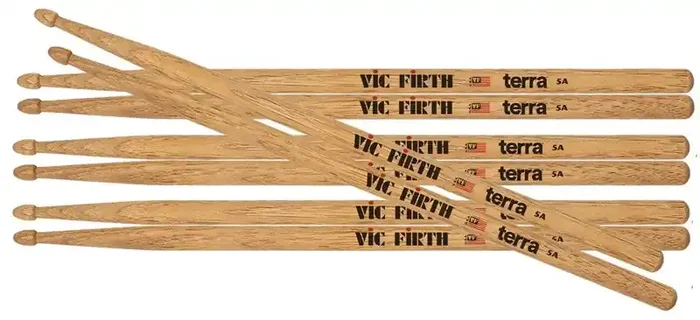 Vic Firth American Classic Terra Series 5A Wood Tip Drumsticks, 4-Pack