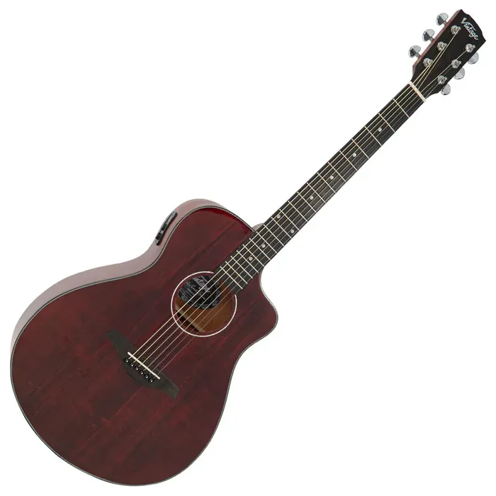 Vintage Pacific Coast Electro Acoustic Guitar – Claret Red