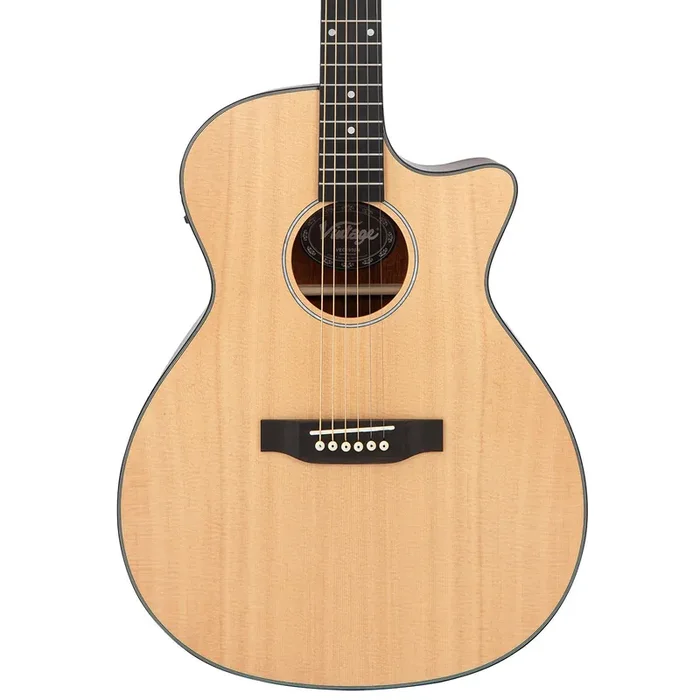 Vintage Stage Series ‘Grand Auditorium‘ Cutaway Electro-Acoustic Guitar ~ Natural