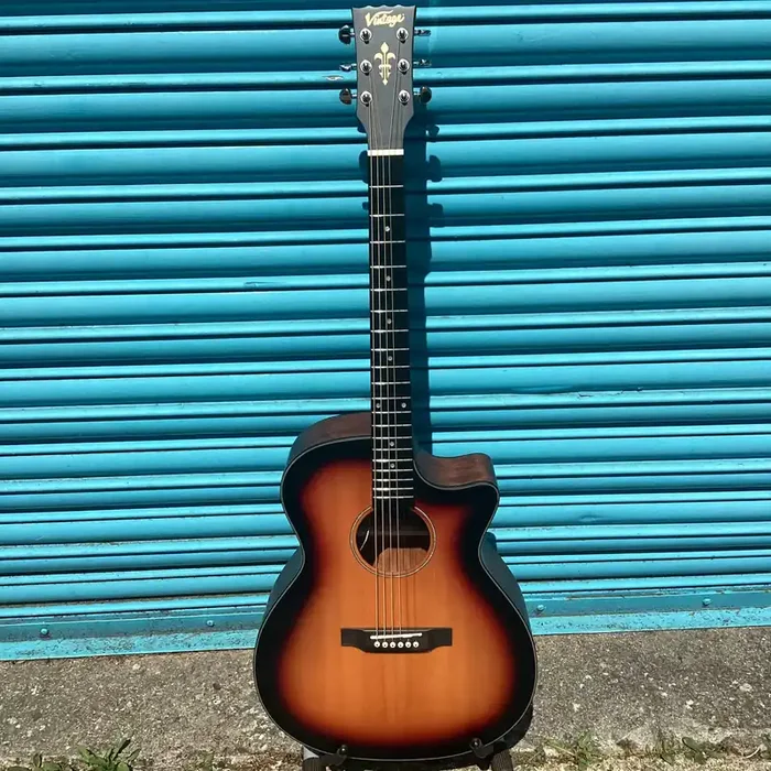 Vintage Stage Series Grand Auditorium Electro Acoustic Guitar with Cutaway in Sunburst