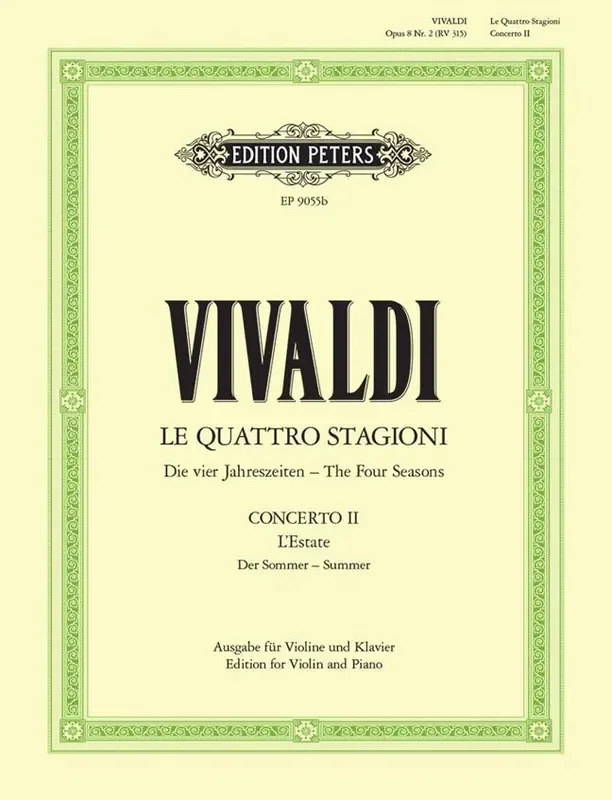 Vivaldi – The Four Seasons Op. 8 No.2 in G Minor – Concerto II RV 315 – Violin and Piano