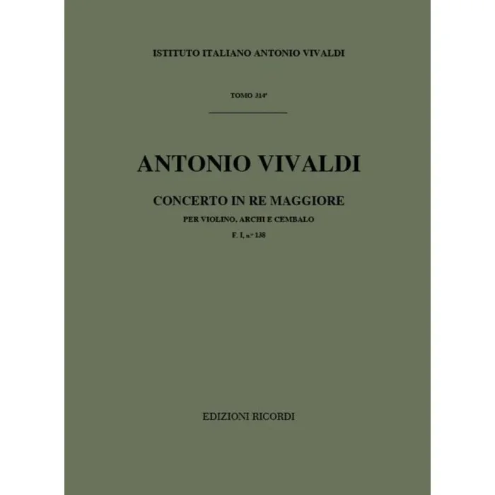 Vivaldi, Antonio – Concerto Per Violino, Archi e BC: In Re Rv 208