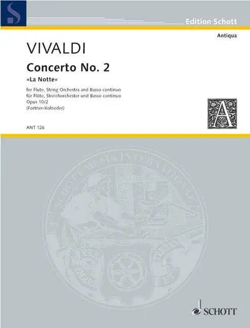 Vivaldi Concerto No. 2 in G Minor “La Notte” for Flute, Strings and Basso Continuo – Score