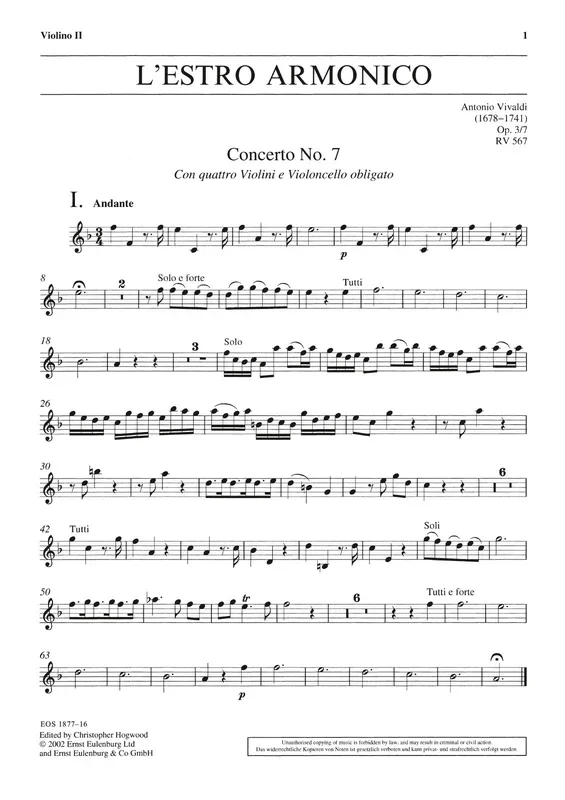 Vivaldi: L’Estro armonico, RV 567, Op. 3, No. 7