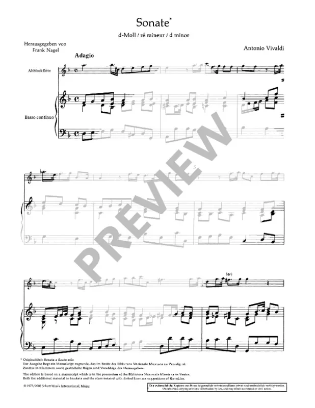 Vivaldi Sonata in d minor for Treble Recorder and Continuo