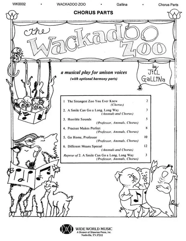 Wackadoo Zoo Musical For K-3 Unis Chorus Part