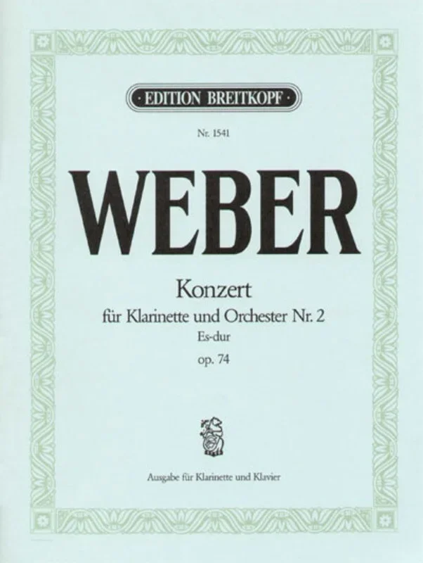 Weber – Concerto No 2 E Flat Op 74 Clarinet/Piano (Softcover Book)