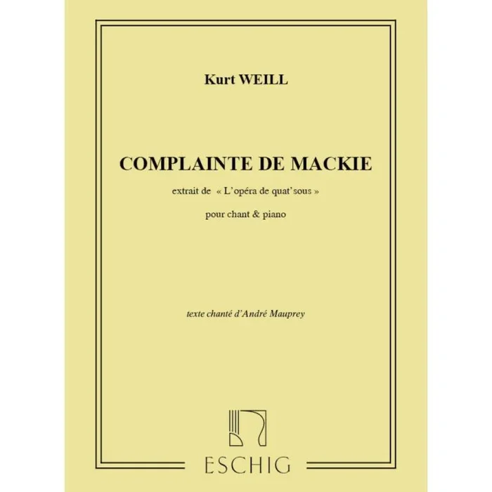 Weill, Kurt – Opera.N 1 Mackie