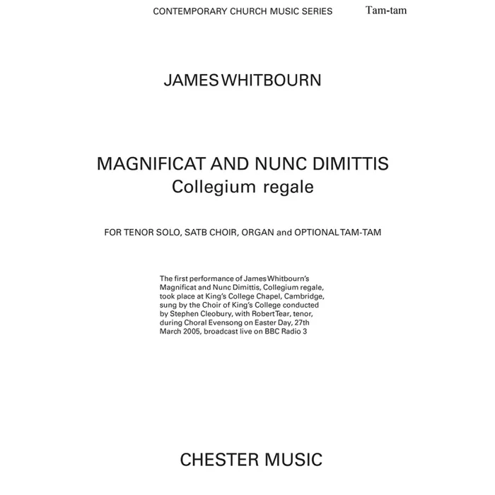 Whitbourn, James – Magnificat and Nunc Dimittis (Tam Tam Part)