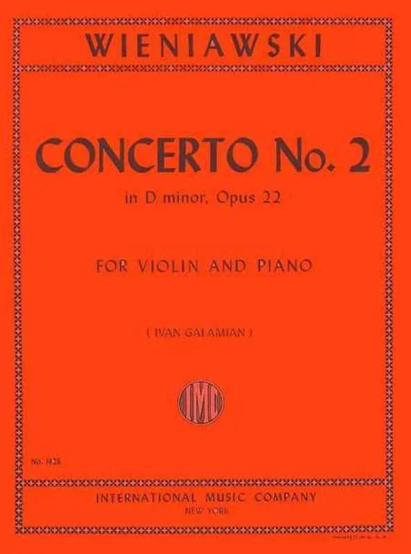 Wieniawski – Concerto No 2 Op 22 D Min Violin/Piano (Softcover Book)