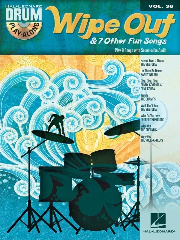 Wipe Out and 7 Other Fun Songs Drum Play Along V36 (Softcover Book/CD)