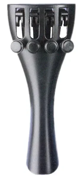 Wittner 4/4 Size Violin Tailpiece, Black Plastic with 4 Fine Tuners