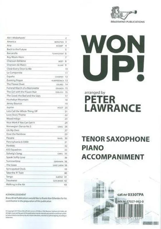 Won Up Tenor Sax Piano Accompaniment (Softcover Book)