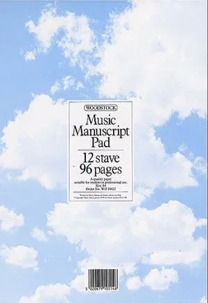 Woodstock Music Manuscript Pad: 12 Stave – 96 pages (A4)