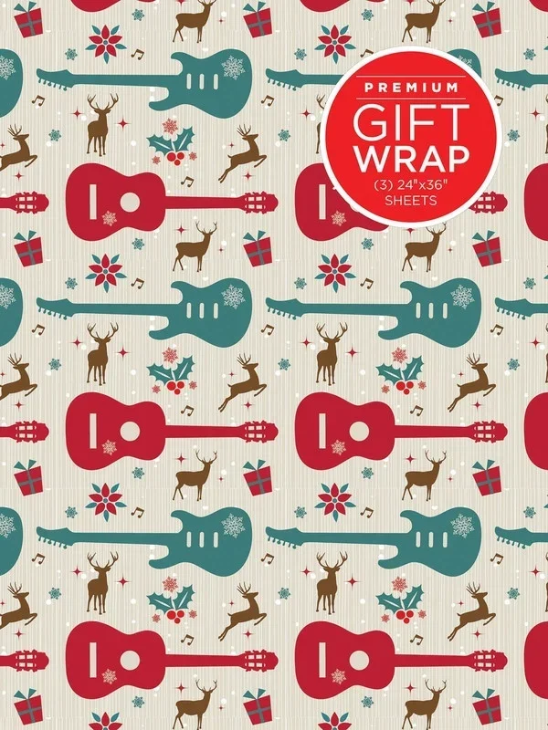 Wrapping Paper Guitars and Reindeer Theme